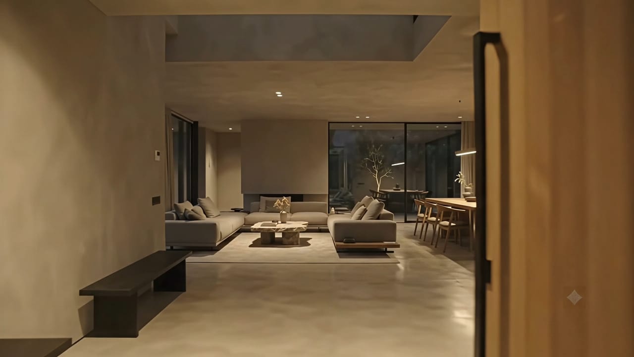 Minimalist spatial daylighting in raw architectural volume